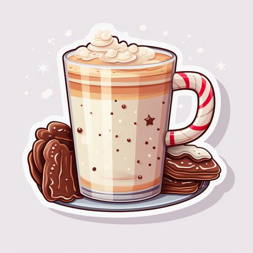Hot Cocoa and Cookies, Christmas Sticker, Festive, Pastel, Disney Pixar, Contour, Vector, White Background, Detailed
