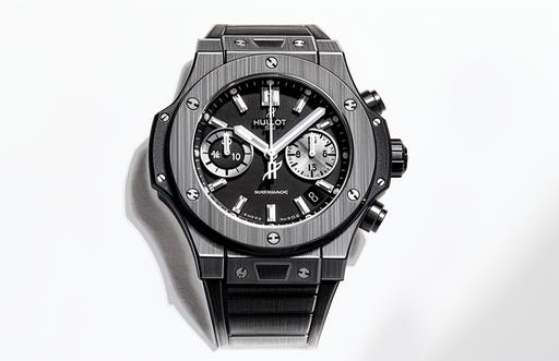 Hublot watch Big Bang model, the logo is front facing, only the Hublot Big Bang watch model is visible with a white background, normal colors, not just black and white, sketch style. --ar 17:11