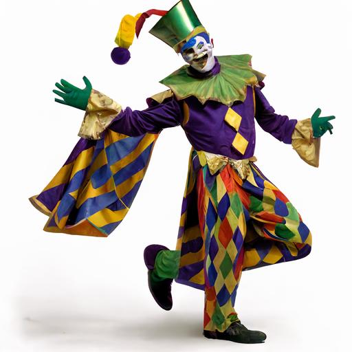 Mardi Gras Jester Costume: This fun and playful costume is perfect for those who want to embrace the carnival spirit. It features a colorful jumpsuit, a jester hat, and a mask.
