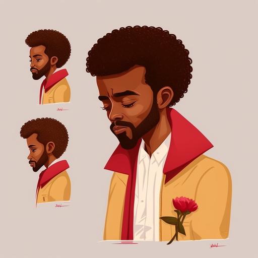 I minimal ethiopian cute bearded young man, multiple poses, wearing ethiopian traditional cloth,character --seed 1984580138