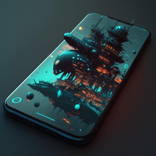 I request an AI-generated futuristic wallpaper for my device. Please create a futuristic theme with a color scheme that is primarily blue and black, including elements of technology and innovation, such as circuitry or geometric shapes. Please include human colonization ships in the background, making them prominent and easily recognizable. Also, include a new unknown planet with clearly marked biomes visible in striking colors, prominently featured in the center of the wallpaper. Make sure to include biomes such as forests, deserts, oceans, and mountains, so that the planet looks diverse and interesting. In addition, please add constellations in the distant background to create a sense of depth and space.