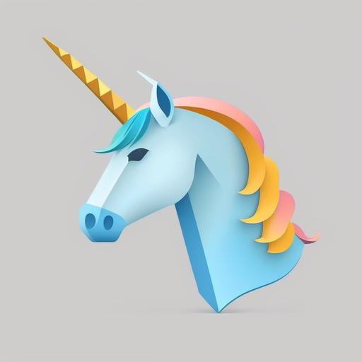 Icon of a unicorn 🦄 in 3D, beautiful rendering, emojis style, smooth, clean style, vector, white background, svg