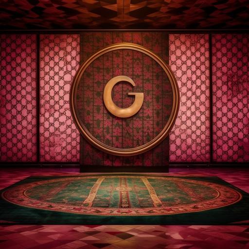 Iconic GG Monogram photo area Keywords: Signature logo, monogram, iconic motif, luxury statement Description: Celebrate the iconic GG Monogram, a symbol of GUCCI's enduring legacy and unparalleled luxury. This photo zone showcases the distinctive GG monogram pattern, adorning the backdrop, props, and even the floor. The monogram is meticulously crafted with impeccable attention to detail, reflecting GUCCI's commitment to quality and craftsmanship. Participants can capture photos that showcase their affinity for GUCCI's iconic motif, making a bold and stylish statement that epitomizes the brand's timeless appeal. 140cm x 140cm x 300cm in scope