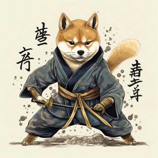 Illustration of Shiba inu ninja doog