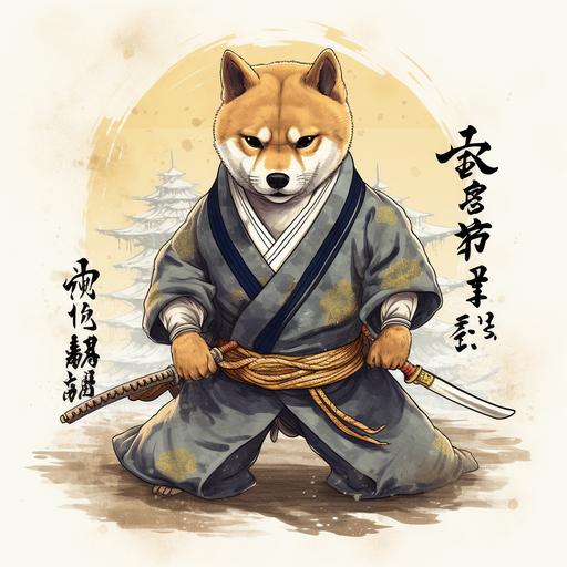 Illustration of Shiba inu ninja doog