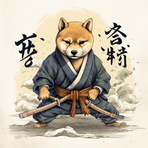 Illustration of Shiba inu ninja doog