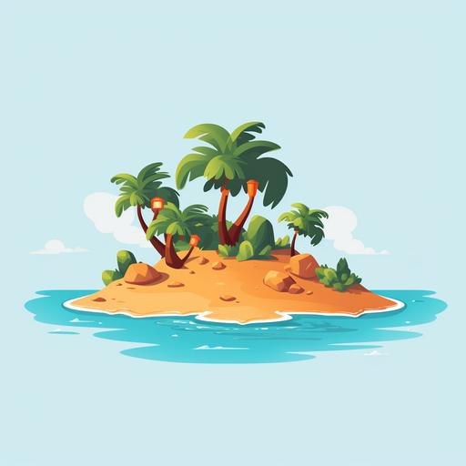 Illustration of a little island, flat, sand island, vector drawing