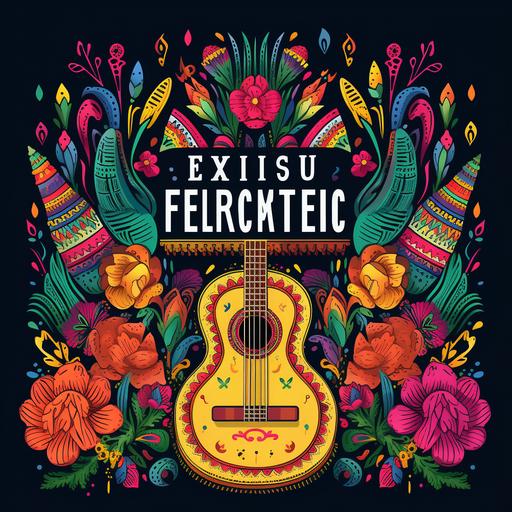 Image: Present a vibrant vertical image that celebrates the cultural richness of Mexico. Highlight iconic elements such as hats, guitars, mariachis, cacti, and other festive symbols, all represented in an illustrative and colorful manner. Text: Header: 