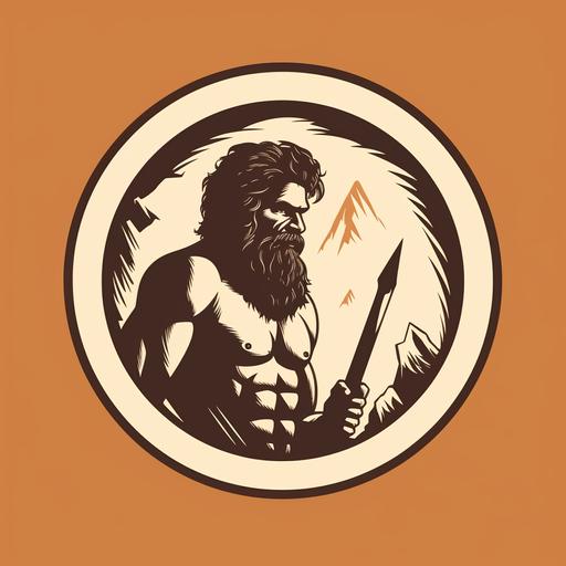 Imagine/ can you create a logo with a caveman vibe that has crossed arrow to represent friendship the brand name is called caveman tribe - make the logo a bit rugged, earth toned, the audience will be for ages 35-70 years old. Please make the logo design with line art like that in cave drawings and traditional cave art. Very minimal
