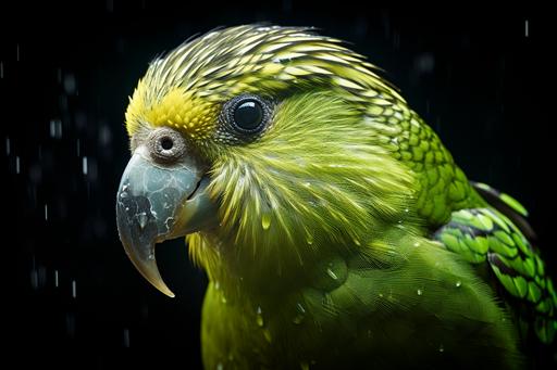 In a secluded glade, where the sun's rays pierce through the leafy canopy and the babbling brooks sing their ageless songs, the most resplendent kakapo ever known makes its presence felt. This bird's feathers shimmer, reflecting the very soul of the land – the blue of the oceans, the gold of the sand, and the green of the lush meadows. Its gaze is enchanting, drawing you into tales of ancient times when the world was young. When this kakapo calls out, its voice is a symphony, a blend of nature's most beautiful sounds, echoing the purity and wonder of the world it inhabits. --ar 3:2