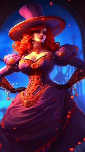 In style of Ori Gherst, baroque extravagance, Muscular, Fat, Big Belly, Thick, feminine, attractive, chubby, Evil, devil, demon, goddess, chubby and attractive jessica rabbit in neon victorian futuristic cowgirl uniform with a pudgy, cybernetic enhancements Full body view, digital painting, 8k --s 750 --v 5.1 --ar 9:16