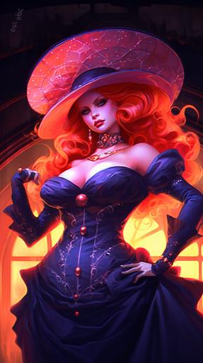 In style of Ori Gherst, baroque extravagance, Muscular, Fat, Big Belly, Thick, feminine, attractive, chubby, Evil, devil, demon, goddess, chubby and attractive jessica rabbit in neon victorian futuristic cowgirl uniform with a pudgy, cybernetic enhancements Full body view, digital painting, 8k --s 750 --v 5.1 --ar 9:16