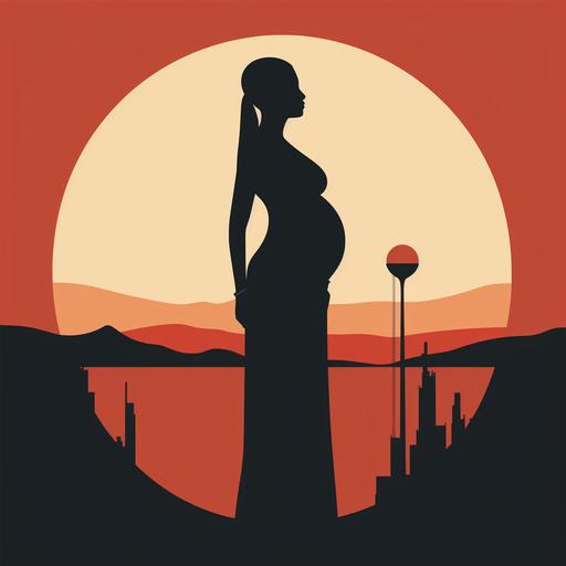 In the center, a stylized and abstract silhouette of a pregnant woman. This silhouette should be gentle and non-detailed to maintain simplicity. Surrounding the silhouette, a simple, yet recognizable medical cross, forming a protective and nurturing border around the pregnant figure.