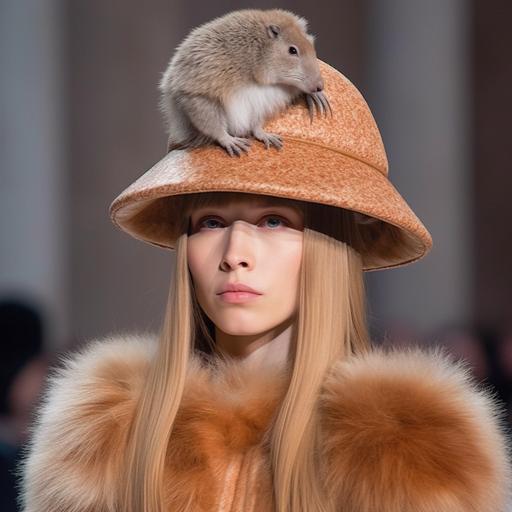 this year's fashion gala features capybara fur hats! --v 5.1 --q 2