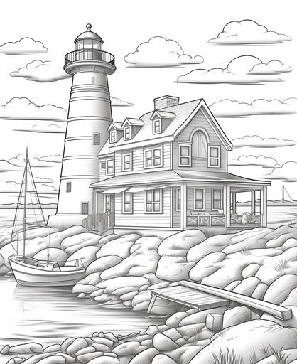 coloring page for kids cape cod anchor, cartoon style, thick lines, low detail, no shading, simple --ar 9:11