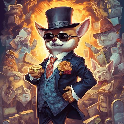 Introducing 'Crypto Mob Boss: Bitcoin Heist,' a captivating AI-generated artwork that merges the world of cryptocurrencies with the charismatic charm of a chihuahua gangster. Picture a chihuahua dressed to the nines, sporting a dapper suit, a fedora perched atop its head, and a Tommy gun held firmly in its paws. The mischievous canine stands amidst a backdrop adorned with Bitcoin symbols, charts, and logos, signifying its reign over the digital realm. In 'Gangster Pup's Fortune,' we witness a chihuahua of immense stature, seated regally upon a throne built entirely of Bitcoins, while stacks of cash surround it. Bedecked in a glistening gold chain with a prominent Bitcoin pendant, the chihuahua wears a hat tilted to the side, exuding an air of dominance and wealth. 'Digital Crime Boss' unveils a futuristic cityscape where a chihuahua, epitomizing a digital crime lord, oversees an empire built on the foundations of Bitcoin. Augmented reality glasses adorn its face, underscoring its technological prowess and mastery of the cryptocurrency underworld. Meanwhile, 'Bitcoin Bandit' brings to life a chihuahua donning the iconic guise of a bank robber--clad in a black and white striped shirt, a black mask obscuring its identity, and a bag prominently displaying the Bitcoin symbol. Running through a digital landscape, it personifies the spirit of rebellion and adventure within the realms of cryptocurrency. These mesmerizing AI-generated artworks blend elements of Bitcoin's virtual domain with the captivating allure of a chihuahua transformed into a gangster persona