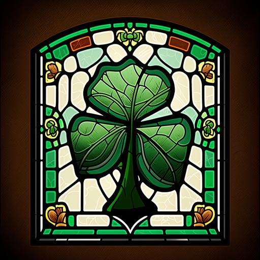 Ireland Ace of shamrock Card, cartoon style, stained glass window, pop art