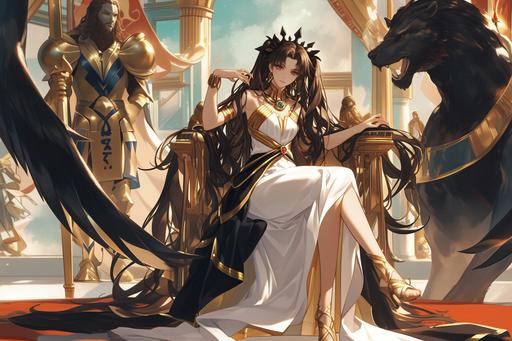 Ishtar, the goddess, with beauty untamed, Desired the king, her passions inflamed. She offered her love, her hand, her throne, But Gilgamesh refused, to stand alone. --ar 3:2 --niji 6