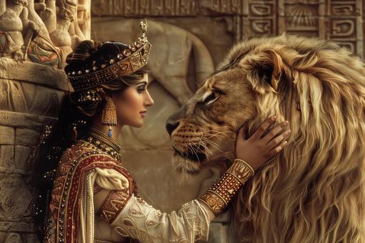 Ishtar, the goddess, with beauty untamed, Desired the king, her passions inflamed. She offered her love, her hand, her throne, But Gilgamesh refused, to stand alone. --ar 3:2 --v 6.0