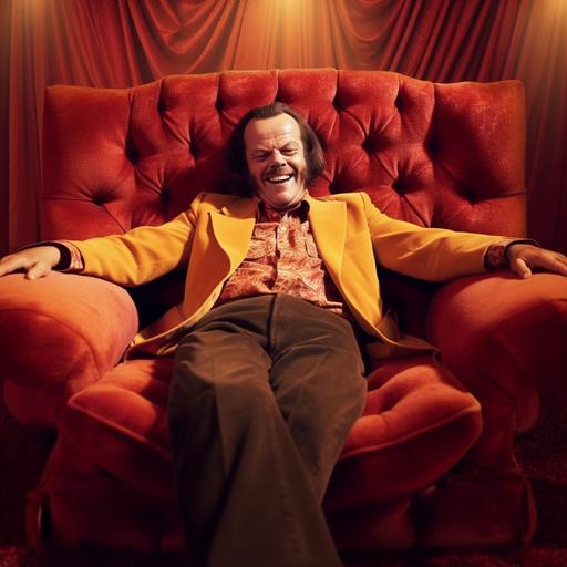 Jack Nicholson from The Shining laying on a therapist couch during a session.