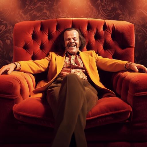 Jack Nicholson from The Shining laying on a therapist couch during a session.