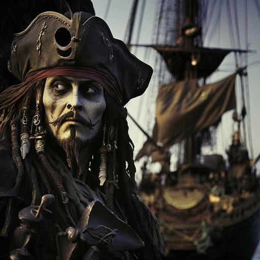 Jack Sparrow, played by Johnny Depp, on his pirate ship The Black Pearl 1920x1080 wallpaper High Detail  hyperdetailed   8K  cinematic shot   photos taken by ARRI, photos taken by sony, photos taken by canon, photos taken by nikon, photos taken by sony, photos taken by hasselblad   incredibly detailed, sharpen, details   professional lighting, photography lighting   50mm, 80mm, 100m   lightroom gallery   behance photographys