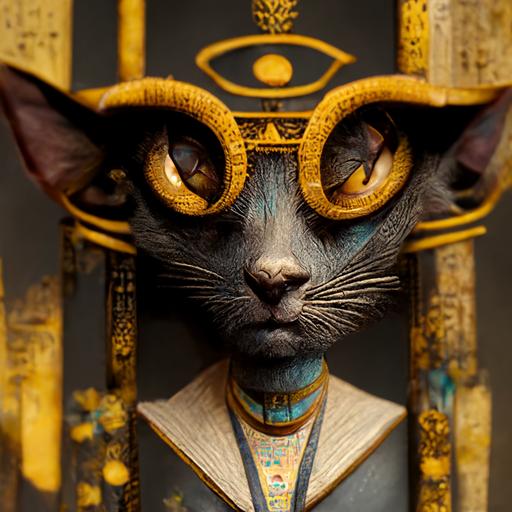 Jackson Galaxy :: High Priest of Bastet style Cat Goddess:: elaborate Egyptian temple surroundings,  sculpture 3D model rule of third, golden ratio, Full shot, intricate detail, render in unreal engine 5, 8k render, rule of third, octane render, hyper photo realistic. Character.
