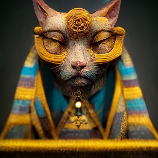 Jackson Galaxy :: High Priest of Bastet style Cat Goddess:: elaborate Egyptian temple surroundings,  sculpture 3D model rule of third, golden ratio, Full shot, intricate detail, render in unreal engine 5, 8k render, rule of third, octane render, hyper photo realistic. Character.