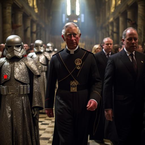 prince charles wearing costume of star wars in the westminster cathedral --q 2