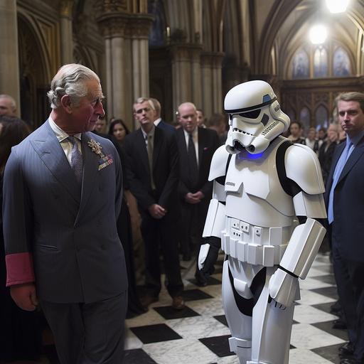 prince charles wearing costume of star wars in the westminster cathedral --q 2