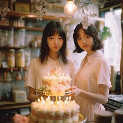 Japanese film,movie, Japanese cake shop, girl, real Japanese high school students,beautiful, holding hands, formalin,Exquisite decoration,sun shines in,clear skin, clear skin, full body portrait, realistic vintage photography, lighting, photography, exquisite texture, film photography, Fuji film,Japanese fresh photography, digital photography,ae1, Shot on 35mm, whole body portrait, realistic vintage photography, lighting, photography,exquisite texture, film photography, Fuji film, Fuji film, Japanese fresh photography, high light photography, photorealistic vogue style, Fuji ae1, shot on 35mm, f2.8,textured skin, high details, film grain, Wide - Angle, cowboy shot,global illumination, natural light, 4k - - ar4:3 - - v 5. 1 --s 750