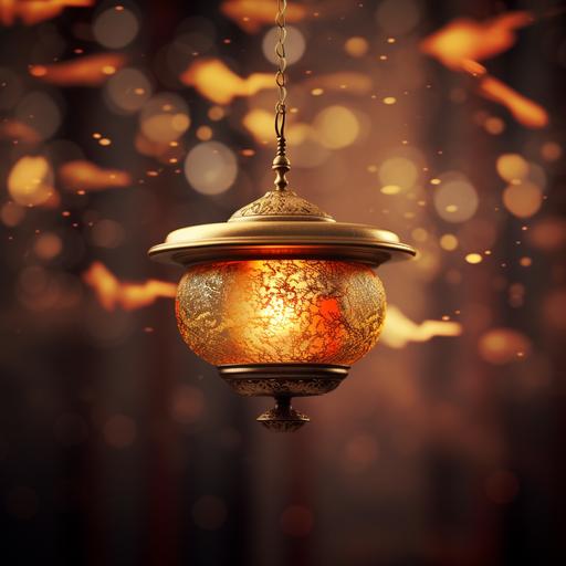 Japanese lamp flying illuminated with cinematic golden blur background