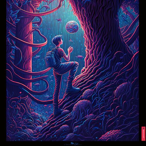 blue, planets, dan mumford, climbing, fantasy, 5d, looking, elf, studio lighting, scoundrel, space, face, tags, james jean, detailed, scarlet, soft colors, multi dimensional paper cut craft, violet, rodriguez, full body --v 4