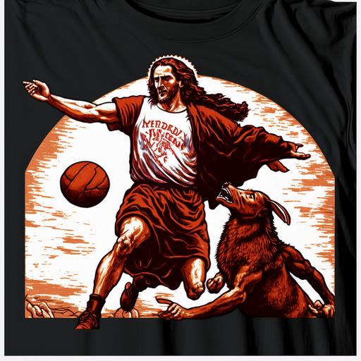 Jesus Crossing Up The Devil - baseketball