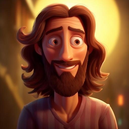 Jesus pensativo em Pixar style