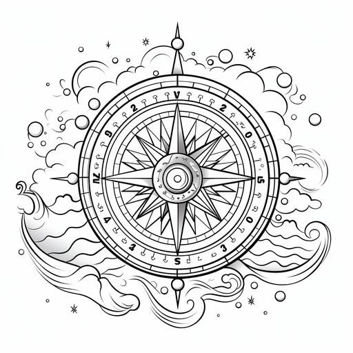 cute cartoon compass for coloring pages ar 9:11