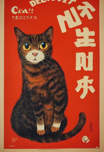 Jinx Cat Delivery Services, vintage hand painted movie poster from philippines, text 