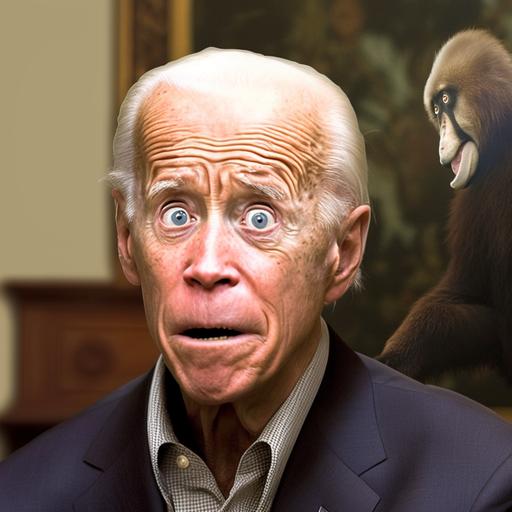 Joe Biden as confused monkey