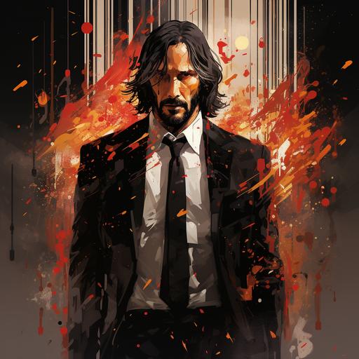John Wick::3 gold leaf theme:: t-shirt graphic vector:: plain background:: night setting:: central graphic design composition --no mockup t-shirt