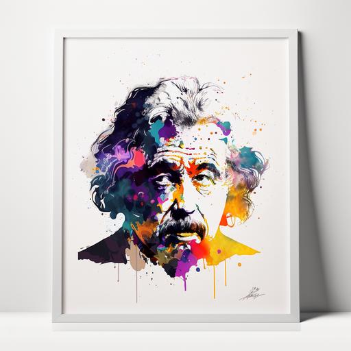 Albert Einstein as Abstract art water color ink splash