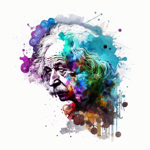 Albert Einstein as Abstract art water color ink splash