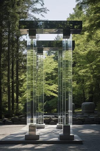 Step into a world where tradition meets modernity, where the ethereal meets the tangible. Envision a clear glass torii, an architectural marvel that transcends conventional boundaries. This extraordinary structure stands tall and proud, its form crafted entirely from transparent glass, allowing the surrounding scenery to intertwine seamlessly with its delicate framework. Picture a serene landscape unfolding before your eyes, with lush greenery, gently flowing streams, and vibrant blossoms. Through the clear glass torii, the beauty of nature merges harmoniously with human craftsmanship. Sunlight dances upon the glass, casting a mesmerizing play of light and shadows, as if nature itself is painting an ever-changing masterpiece. As you pass through this transparent gateway, a sense of reverence and tranquility fills your heart, for you are entering a sacred space where the tangible and intangible unite in perfect harmony. The clear glass torii beckons you to explore the profound connections between the physical and the spiritual, inviting you to embark on a journey of discovery and enlightenment --ar 2:3 --s 750 --v 5.1