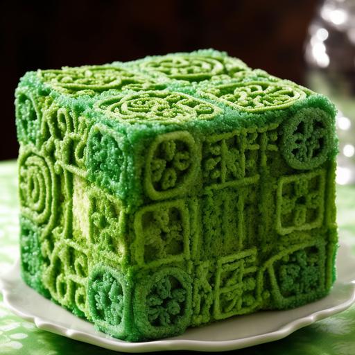 green carnation menger sponge cake