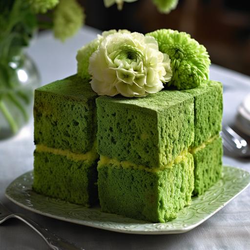 green carnation menger sponge cake