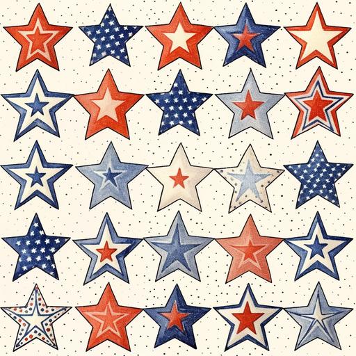 4th of july stars clip art, simple, drawing, individual images, small,