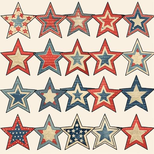 4th of july stars clip art, simple, drawing, individual images, small,