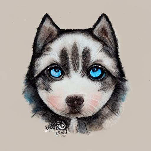 husky siberian blue eyes instagram cartoon logo pastel natural tree black grey