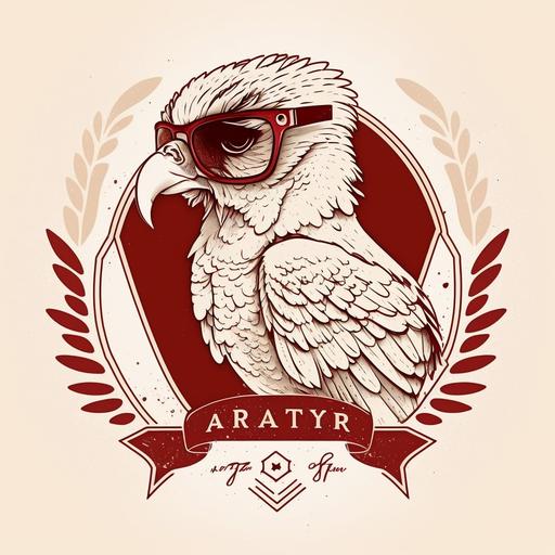 Kappa Alpha Psi Logo with a Falcon In the middle Wearing Cartier Sunglasses, Crimson Red, Cream colors