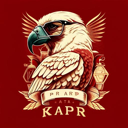 Kappa Alpha Psi Logo with a Falcon In the middle Wearing Cartier Sunglasses, Crimson Red, Cream colors