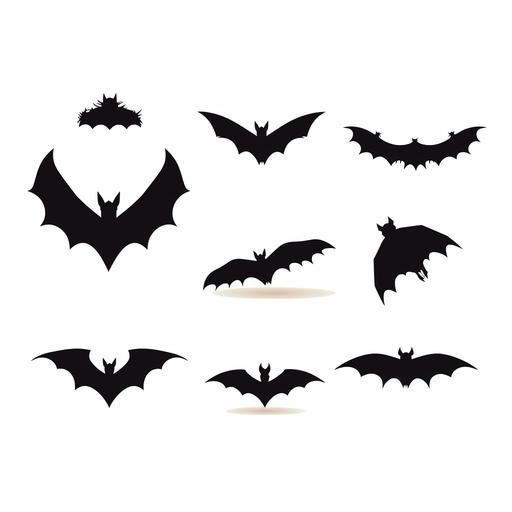 6 bat silhouette black on a white background --v 5.1